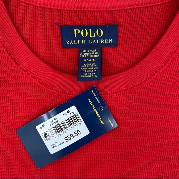 POLO Ralph Lauren Crewneck Waffle-Knit Sleep Shirt Red Size Medium NWT - Picture 11 of 14